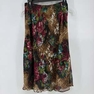 Baranda Y2K Women’s Cheetah Leopard Rose Print A-line Skirt Size M 90s Style